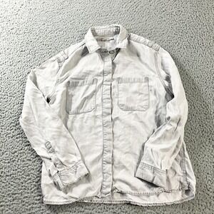 AllSaints Shirt Womens 4 Gray Irva Tencel Button Front Long Sleeve Top